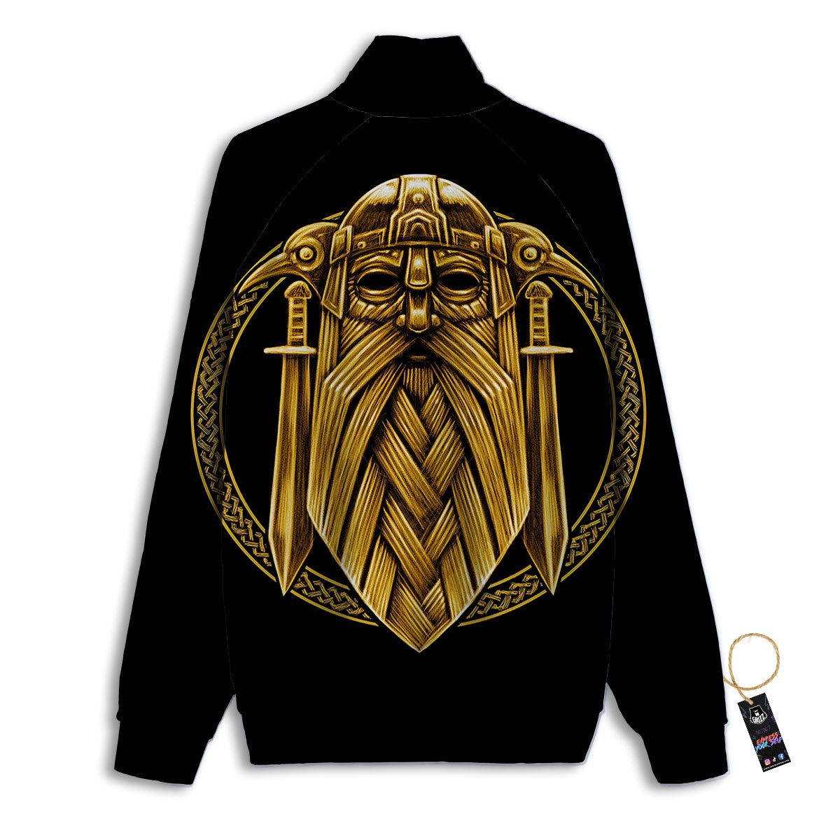 Norse God Odin Gold Viking Print Track Jacket-grizzshop