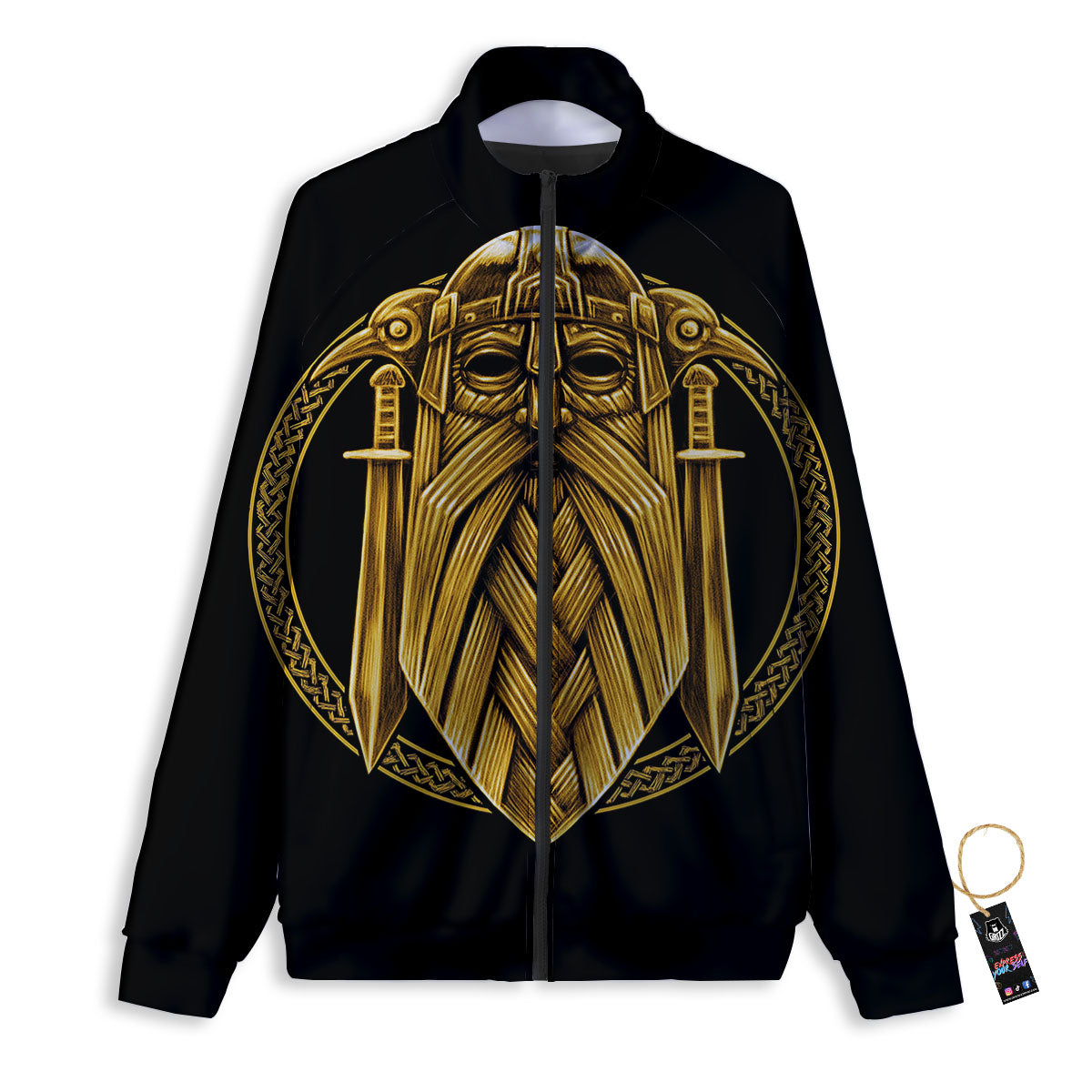 Norse God Odin Gold Viking Print Track Jacket-grizzshop