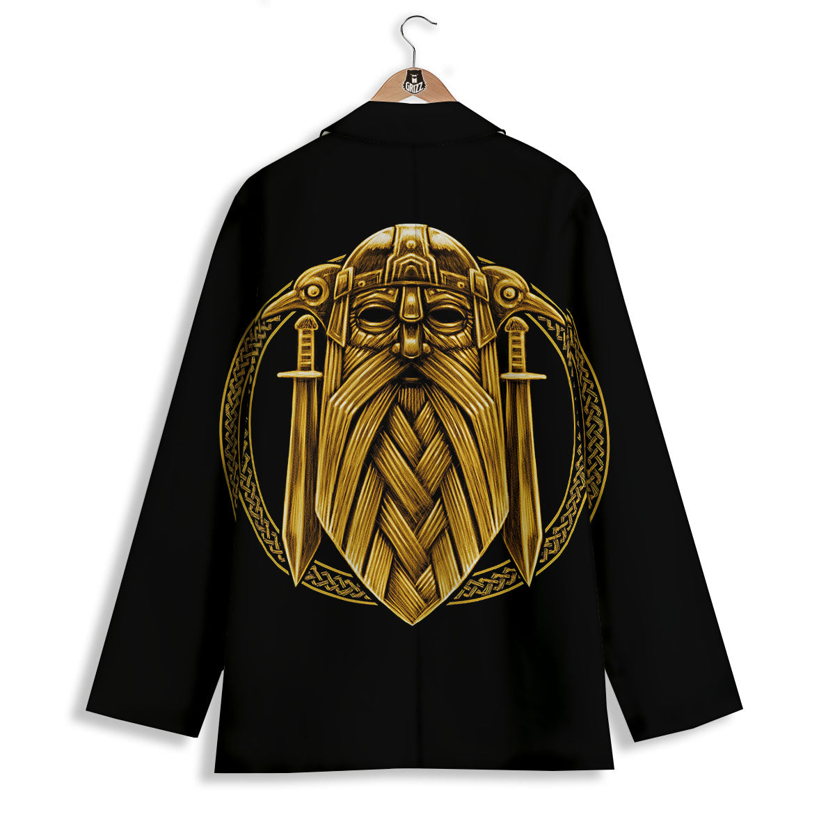 Norse God Odin Gold Viking Print Women's Blazer-grizzshop
