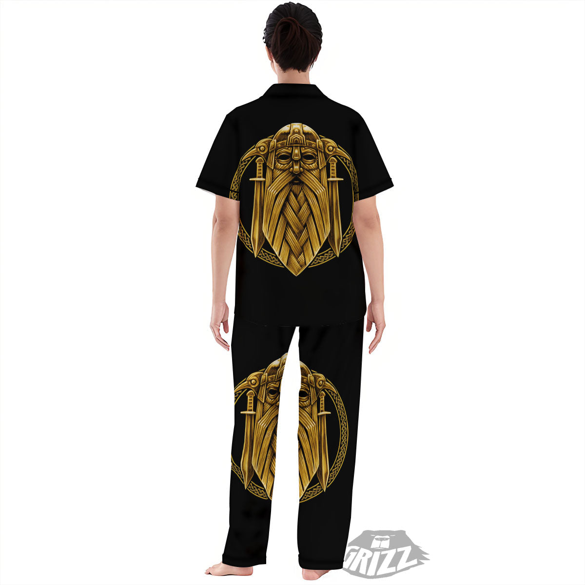 Norse God Odin Gold Viking Print Women's Pajamas Set-grizzshop