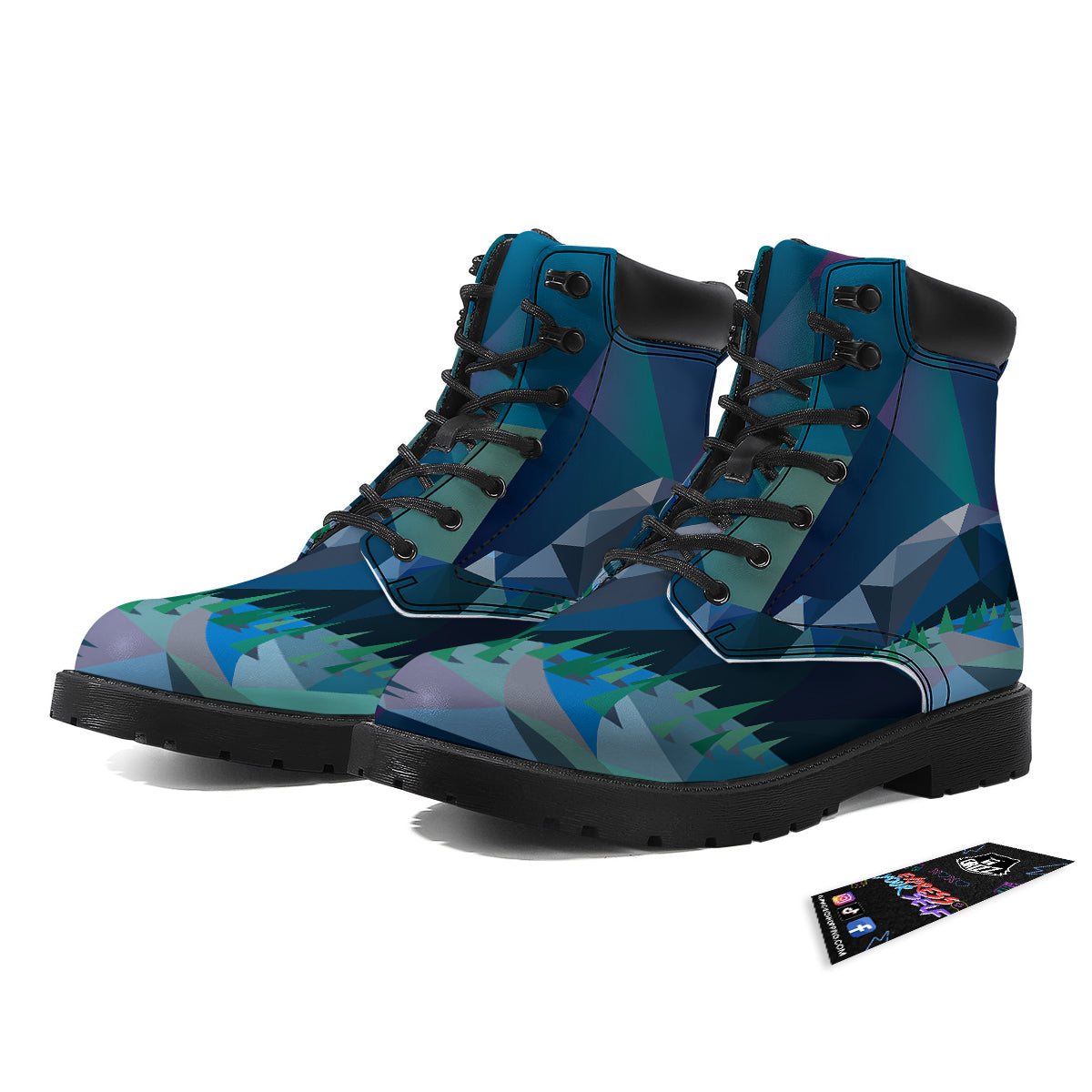 Northern Lights Geometric Polygonal Print Boots-grizzshop