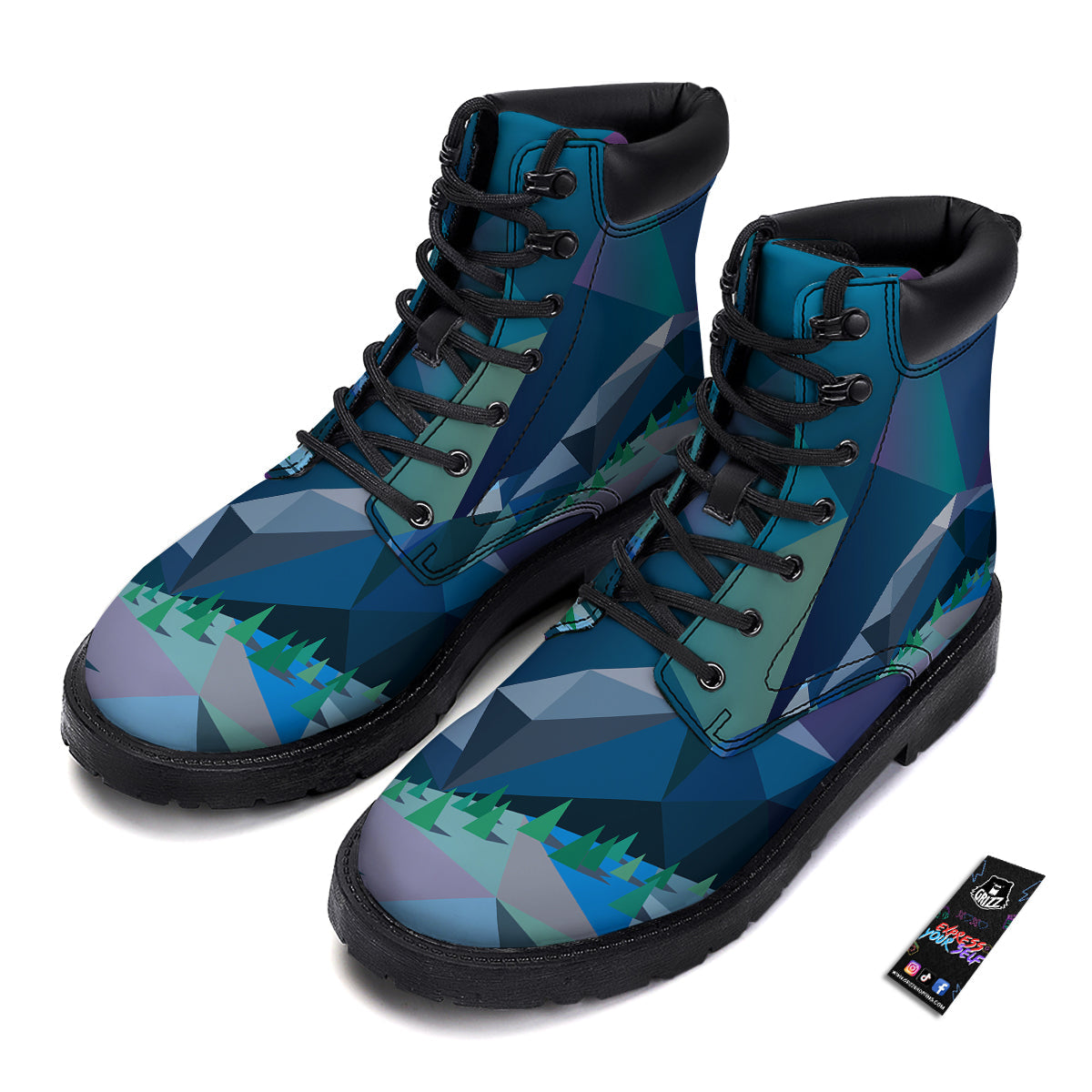 Northern Lights Geometric Polygonal Print Boots-grizzshop