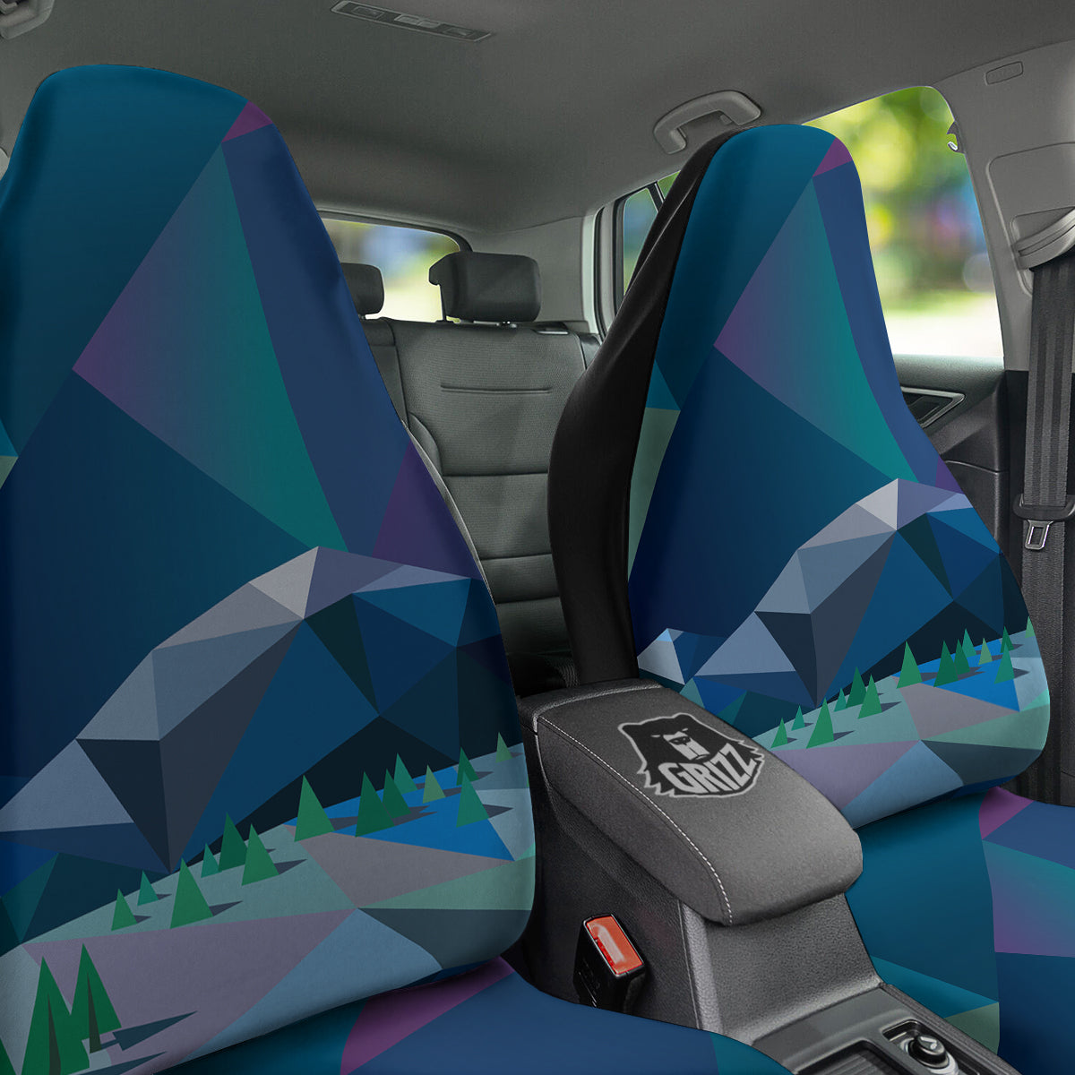 Northern Lights Geometric Polygonal Print Car Seat Covers-grizzshop