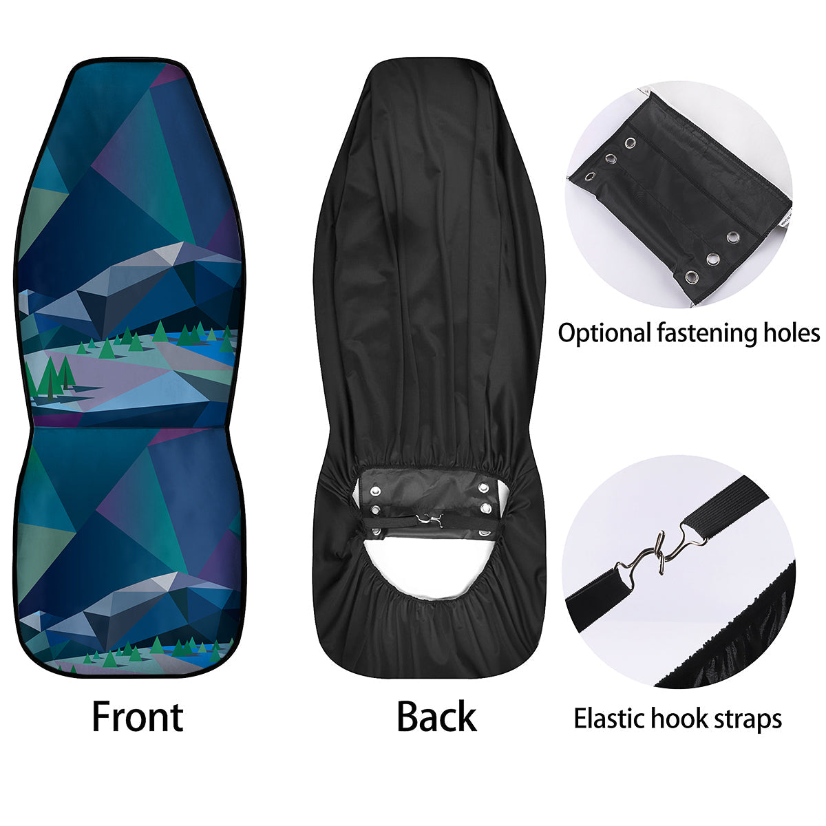 Northern Lights Geometric Polygonal Print Car Seat Covers-grizzshop