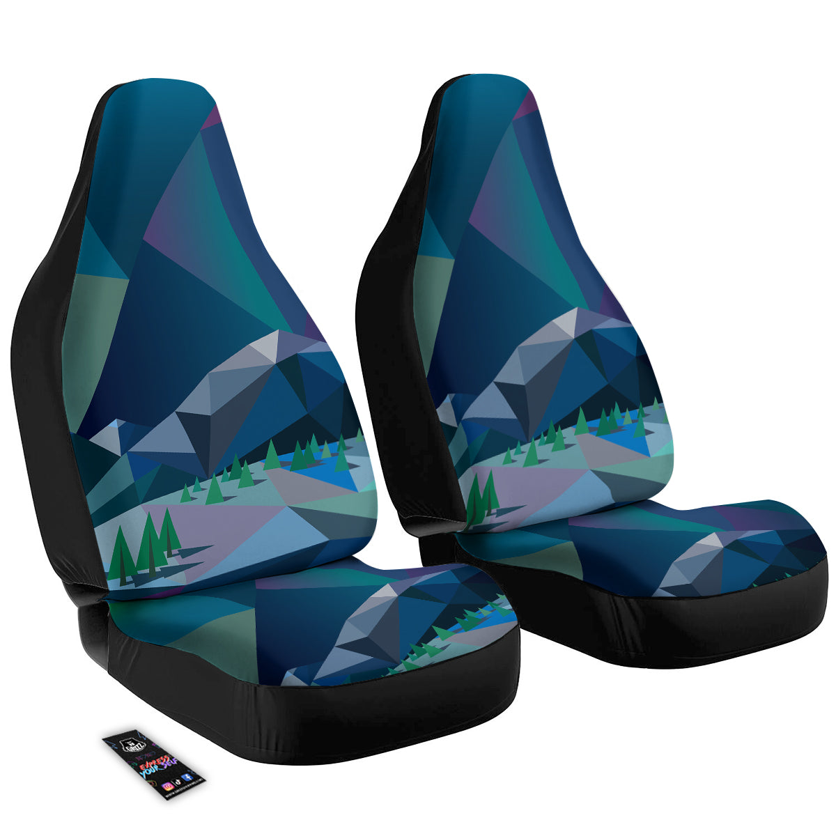 Northern Lights Geometric Polygonal Print Car Seat Covers-grizzshop