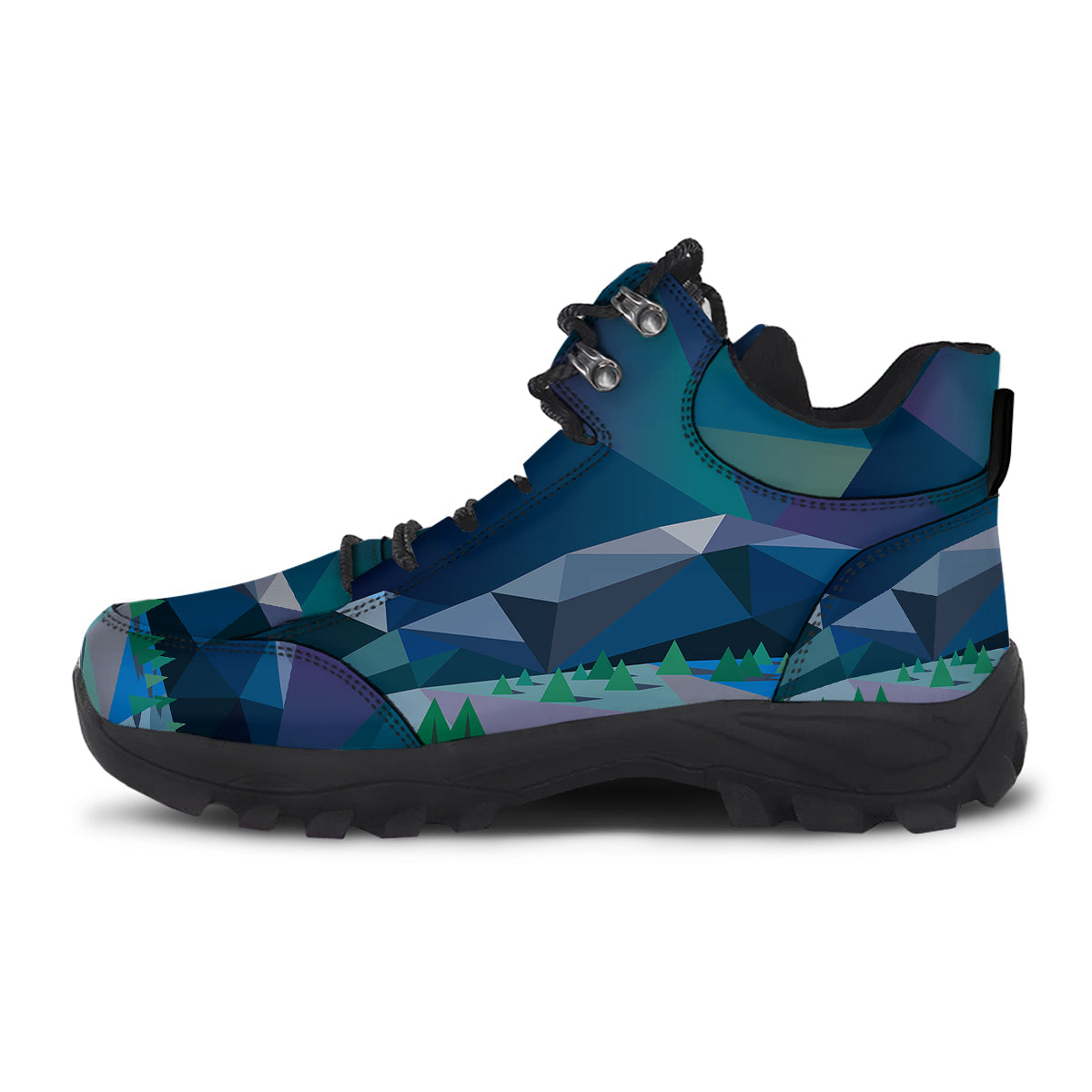 Northern Lights Geometric Polygonal Print Hiking Shoes-grizzshop