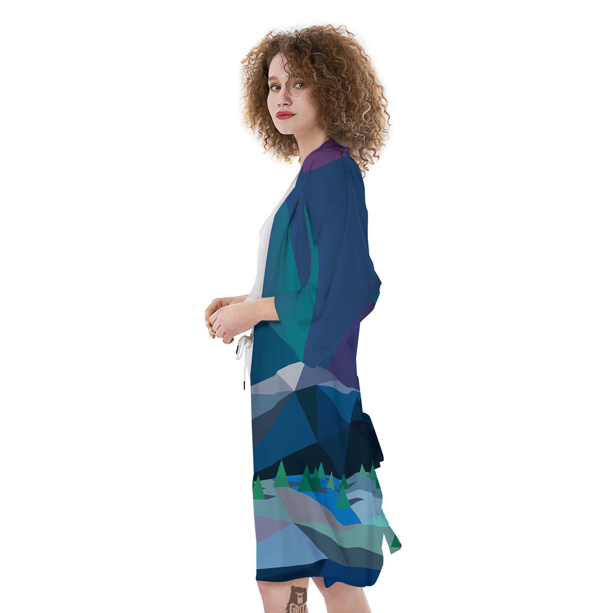 Northern Lights Geometric Polygonal Print Kimono-grizzshop