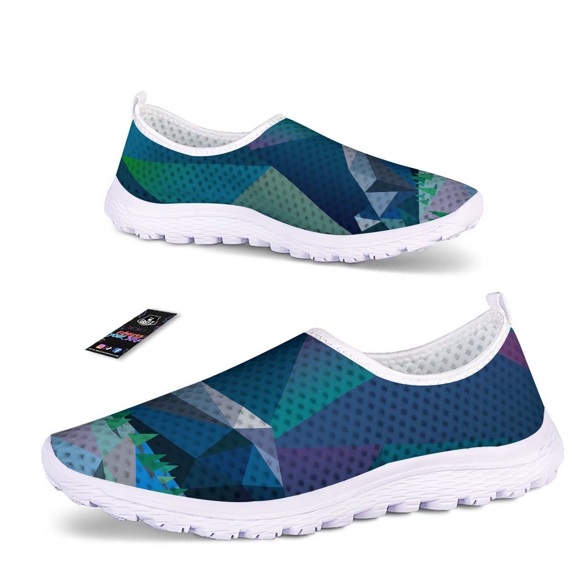 Northern Lights Geometric Polygonal Print Nurse Shoes-grizzshop
