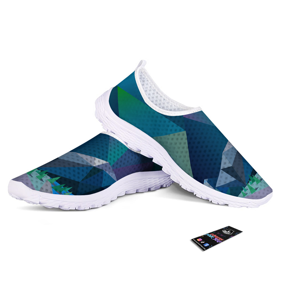 Northern Lights Geometric Polygonal Print Nurse Shoes-grizzshop