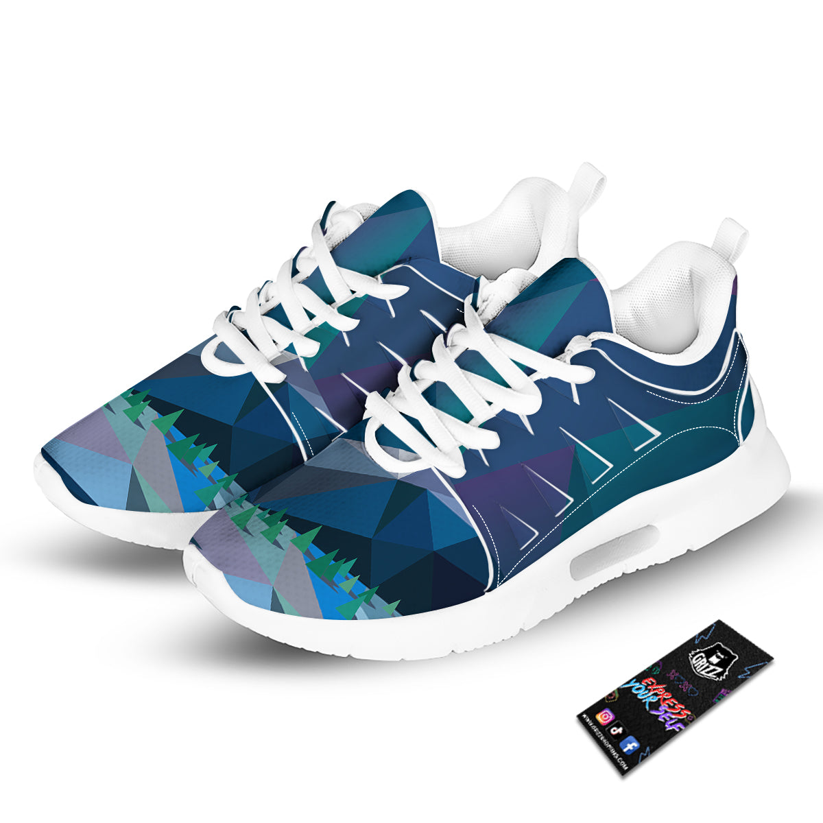 Northern Lights Geometric Polygonal Print Tennis Shoes-grizzshop