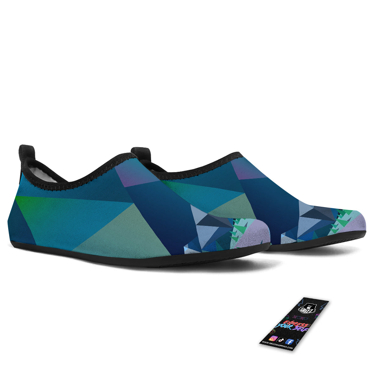 Northern Lights Geometric Polygonal Print Water Shoes-grizzshop