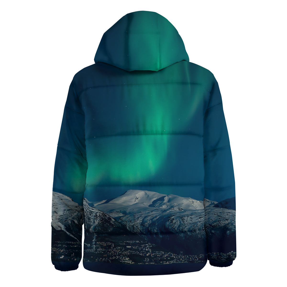 Northern Lights Print Down Jacket-grizzshop