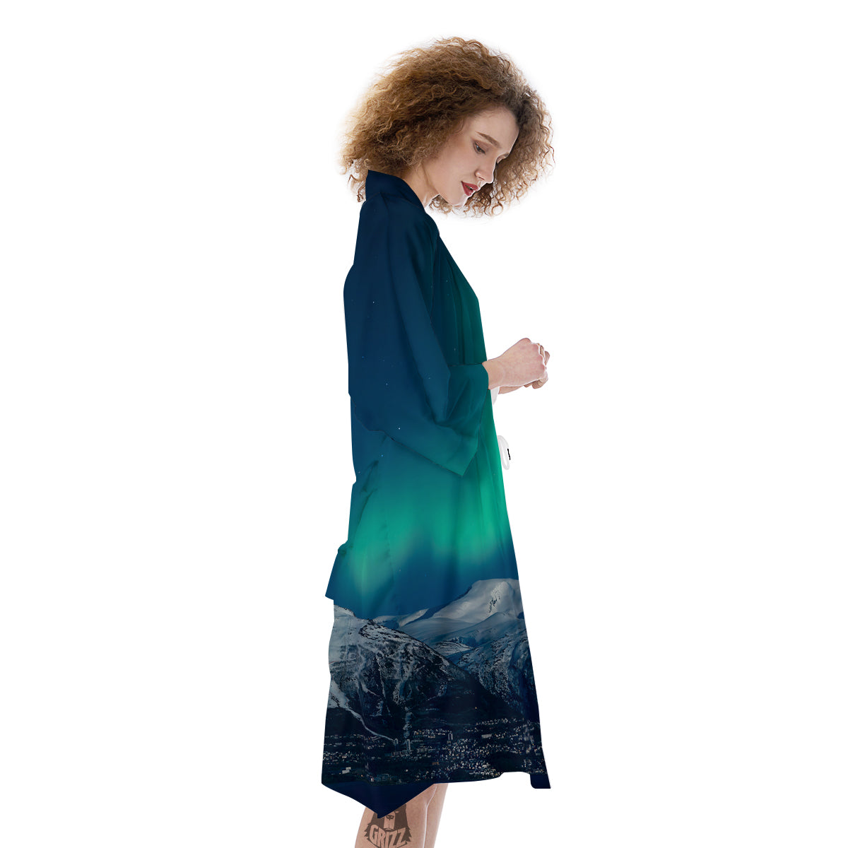 Northern Lights Print Kimono-grizzshop
