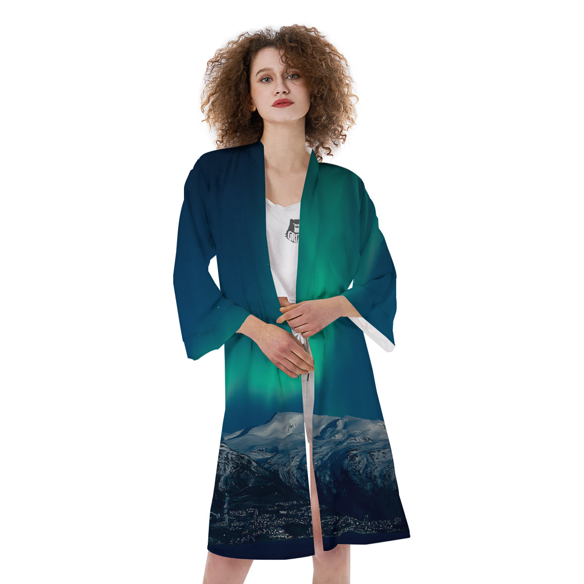 Northern Lights Print Kimono-grizzshop