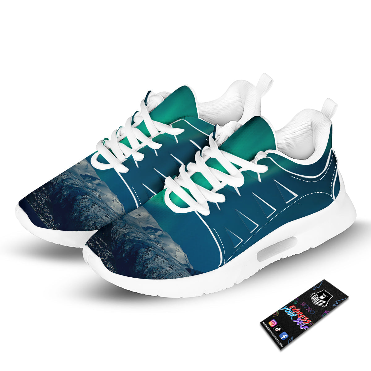 Northern Lights Print Tennis Shoes-grizzshop