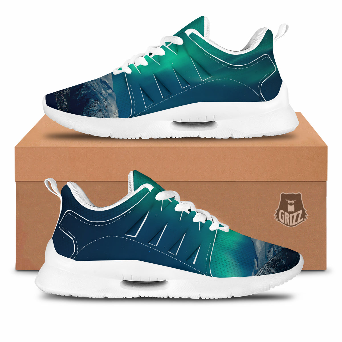 Northern Lights Print Tennis Shoes-grizzshop