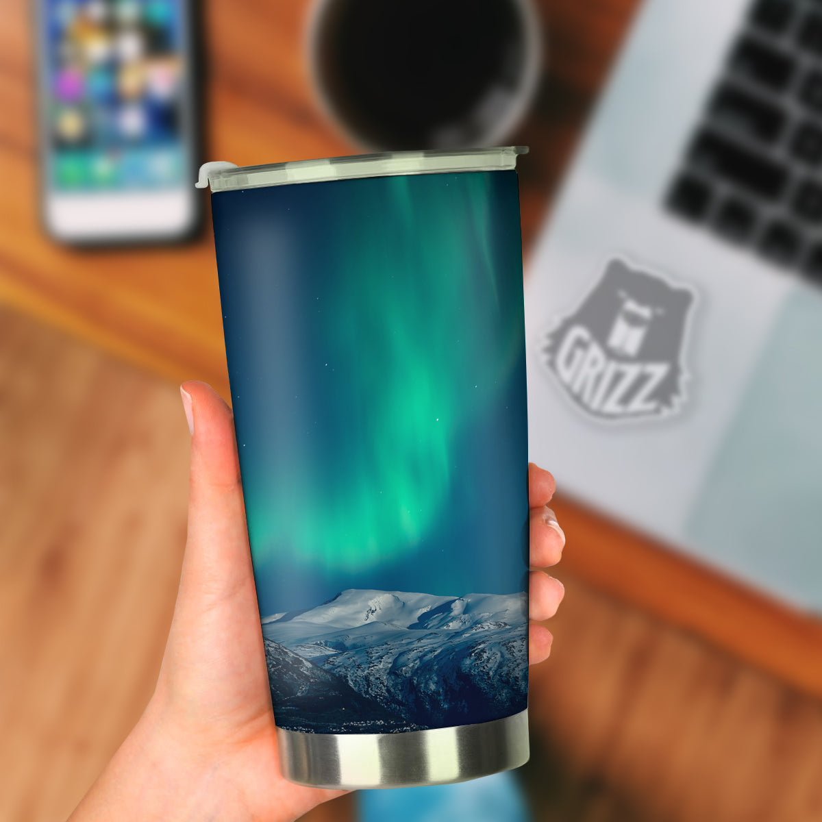 Northern Lights Print Tumbler-grizzshop