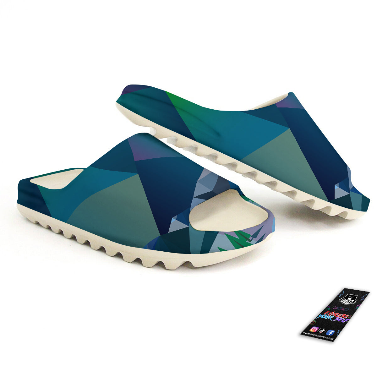 Northern Lights Geometric Polygonal Print Sandals-grizzshop