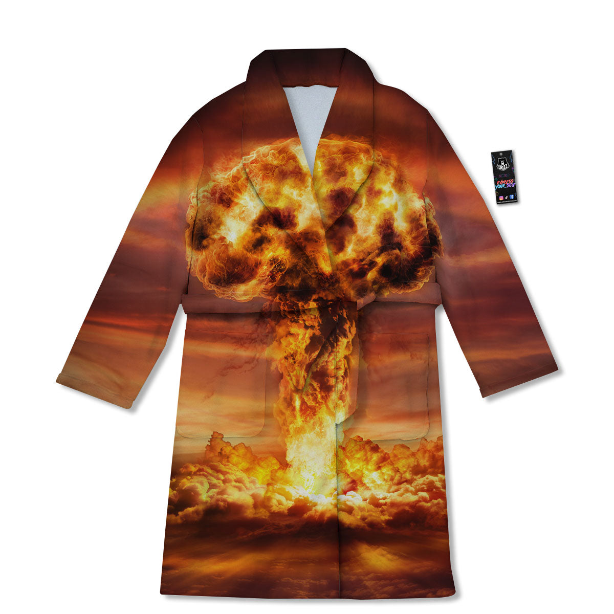 Nuclear Bomb Explosion Print Bathrobe-grizzshop