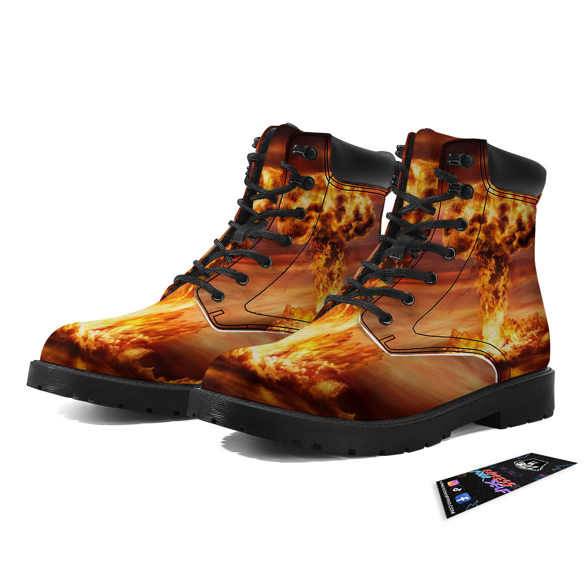 Nuclear Bomb Explosion Print Boots-grizzshop