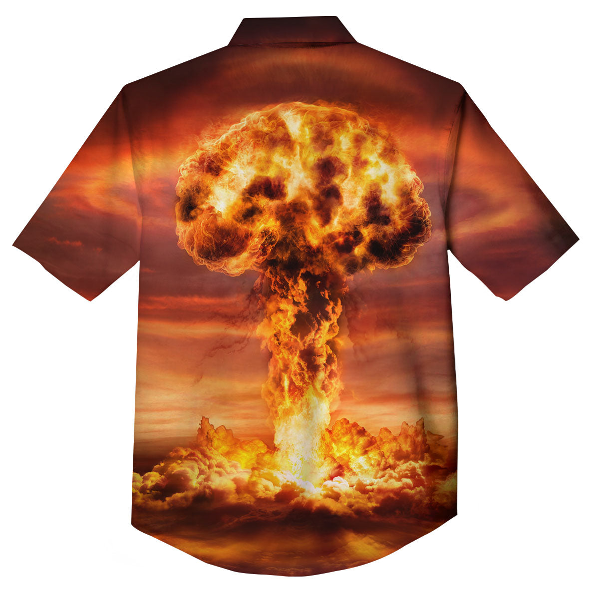 Nuclear Bomb Explosion Print Button Up Shirt-grizzshop