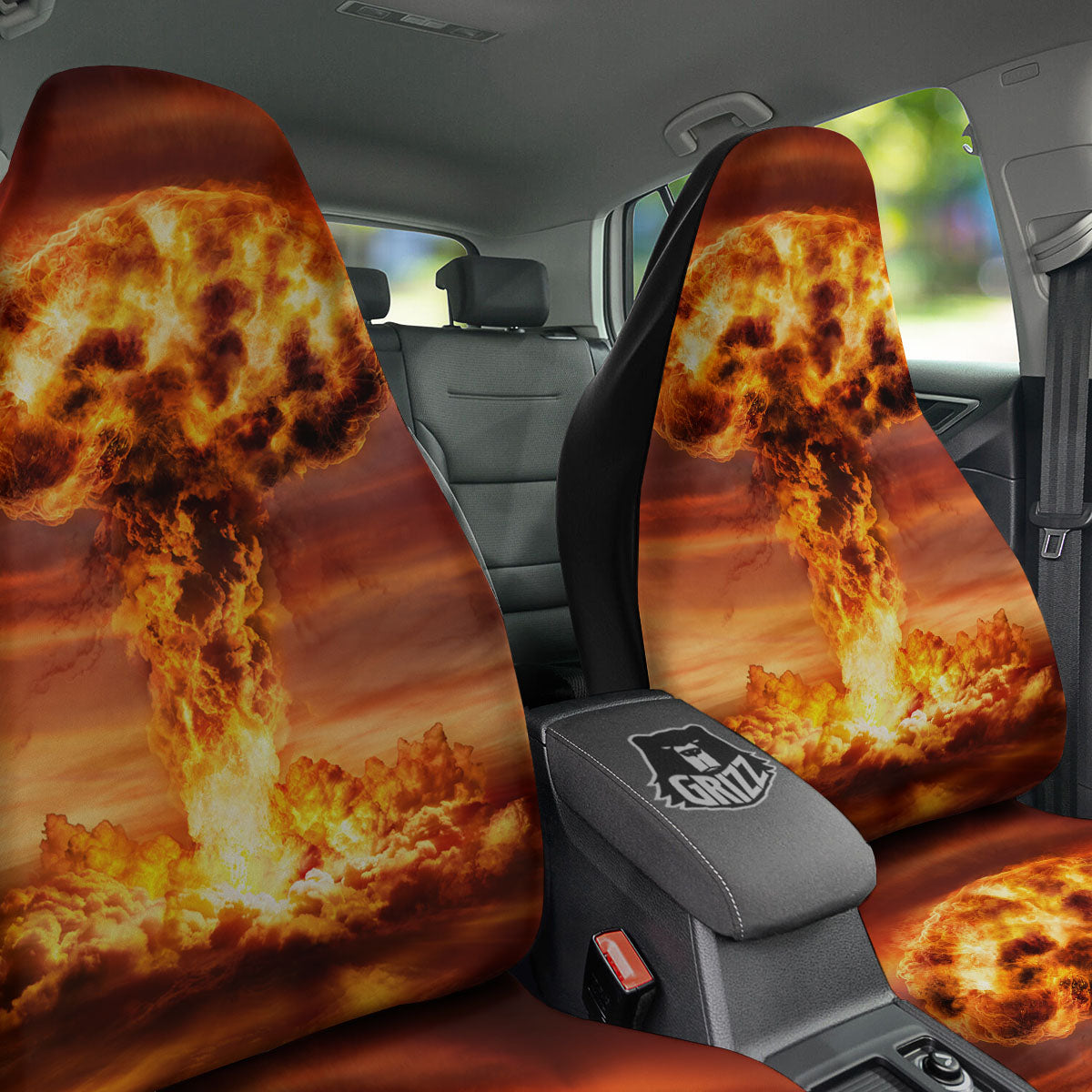 Nuclear Bomb Explosion Print Car Seat Covers-grizzshop