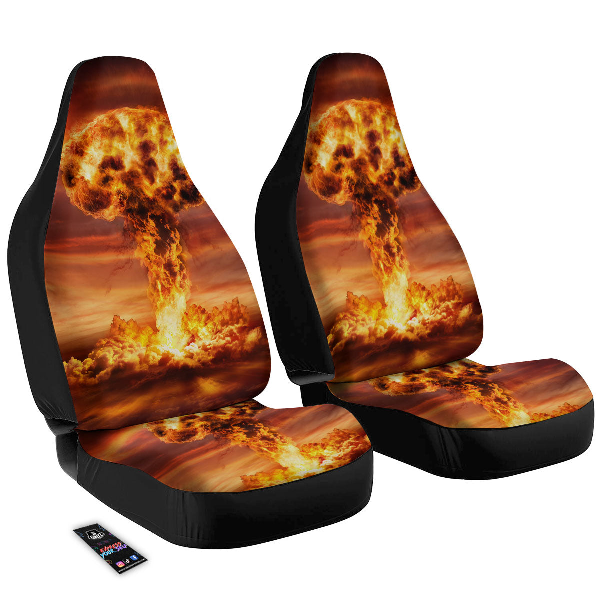 Nuclear Bomb Explosion Print Car Seat Covers-grizzshop