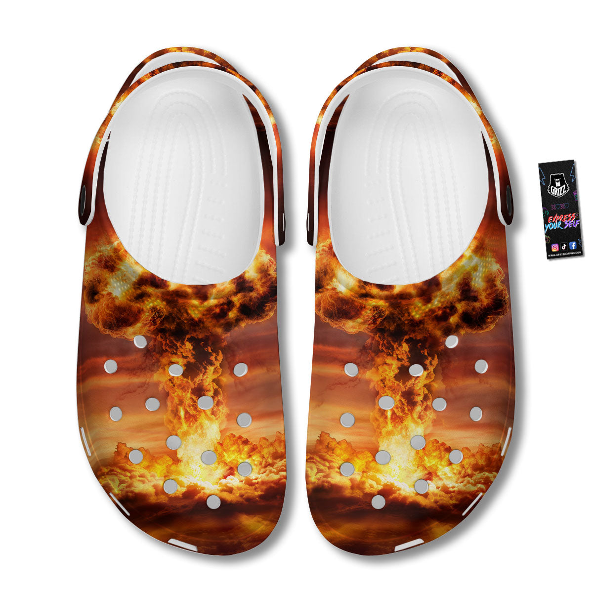 Nuclear Bomb Explosion Print Clog-grizzshop