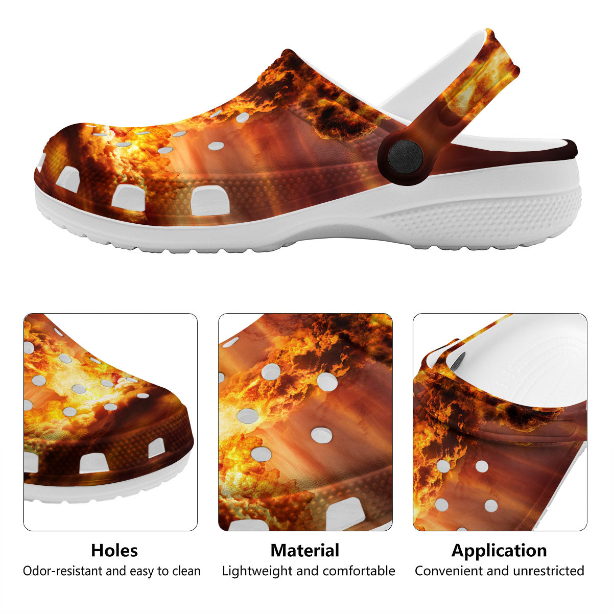 Nuclear Bomb Explosion Print Clog-grizzshop