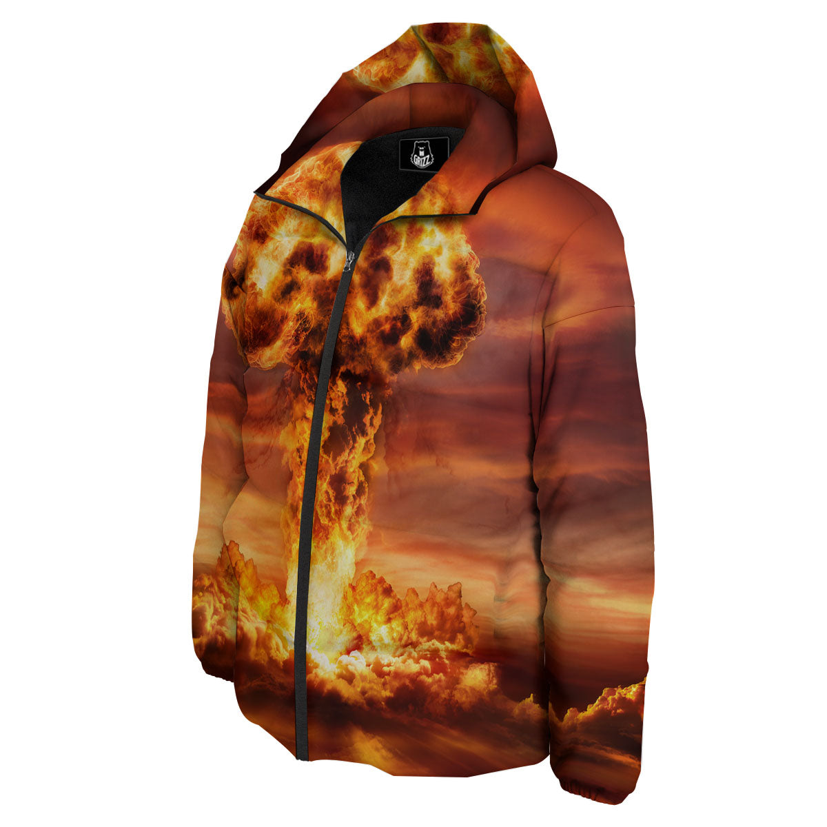 Nuclear Bomb Explosion Print Down Jacket-grizzshop
