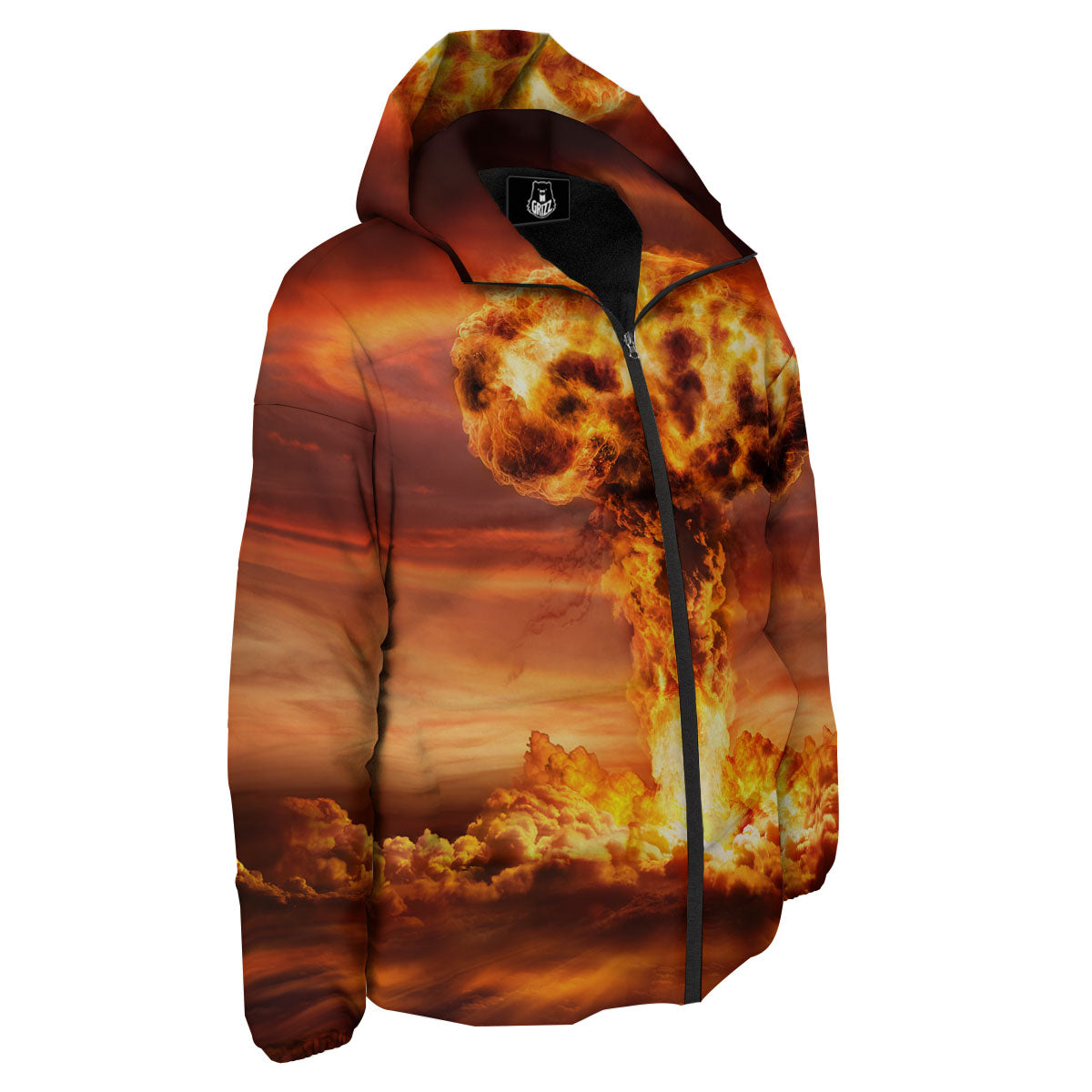 Nuclear Bomb Explosion Print Down Jacket-grizzshop