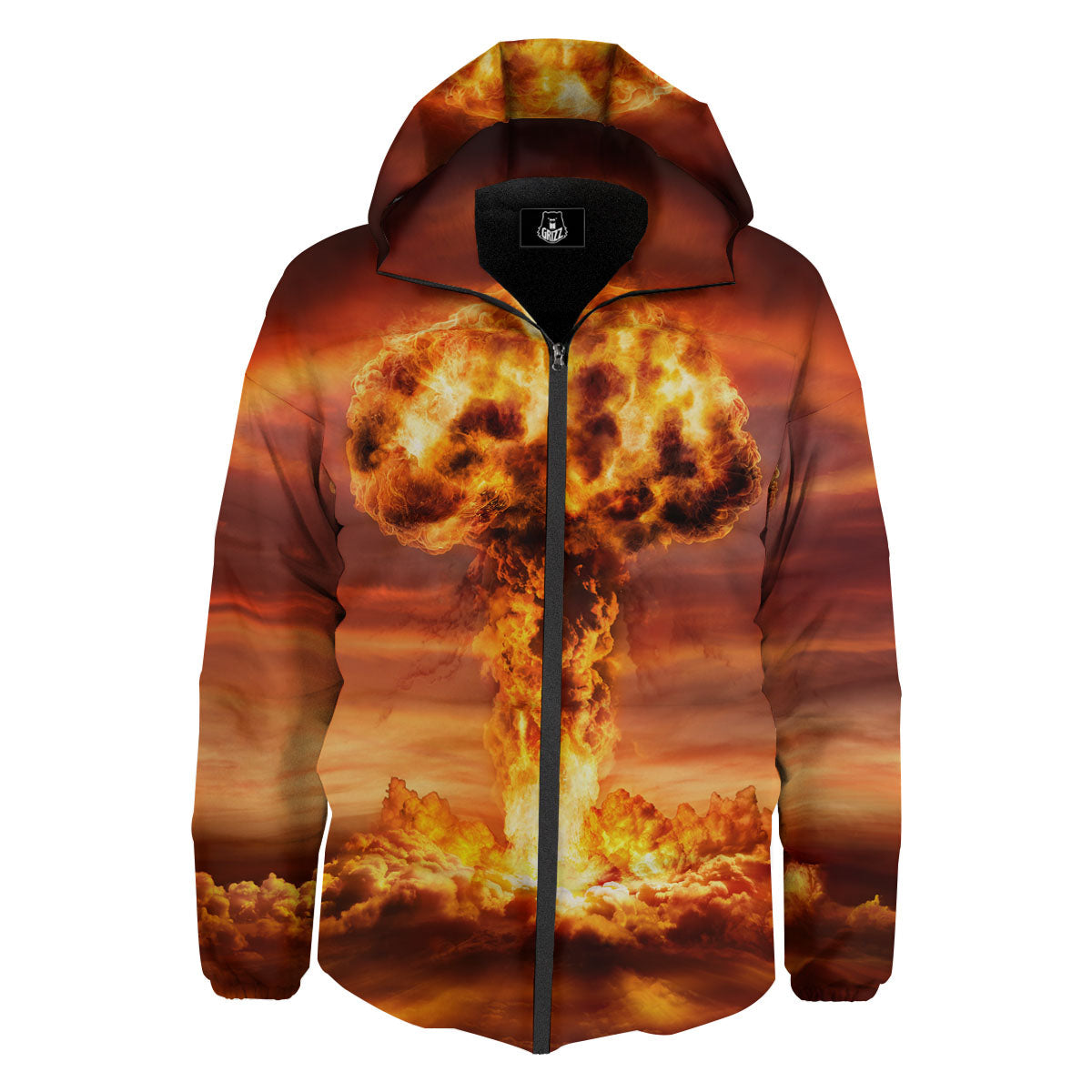 Nuclear Bomb Explosion Print Down Jacket-grizzshop