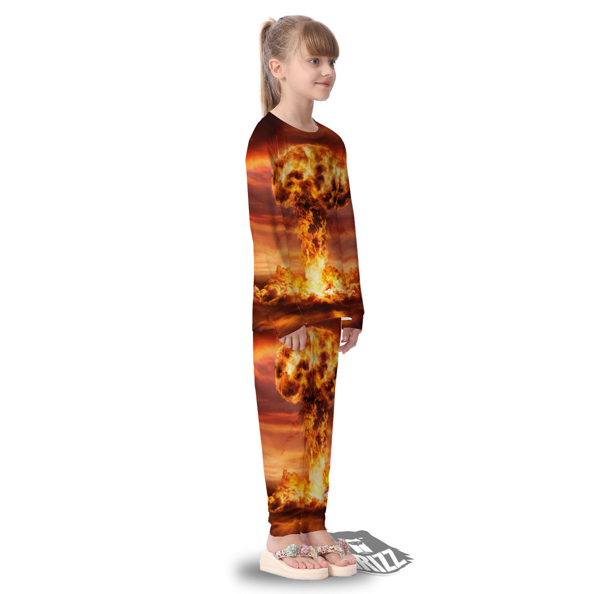Nuclear Bomb Explosion Print Kid's Pajamas-grizzshop