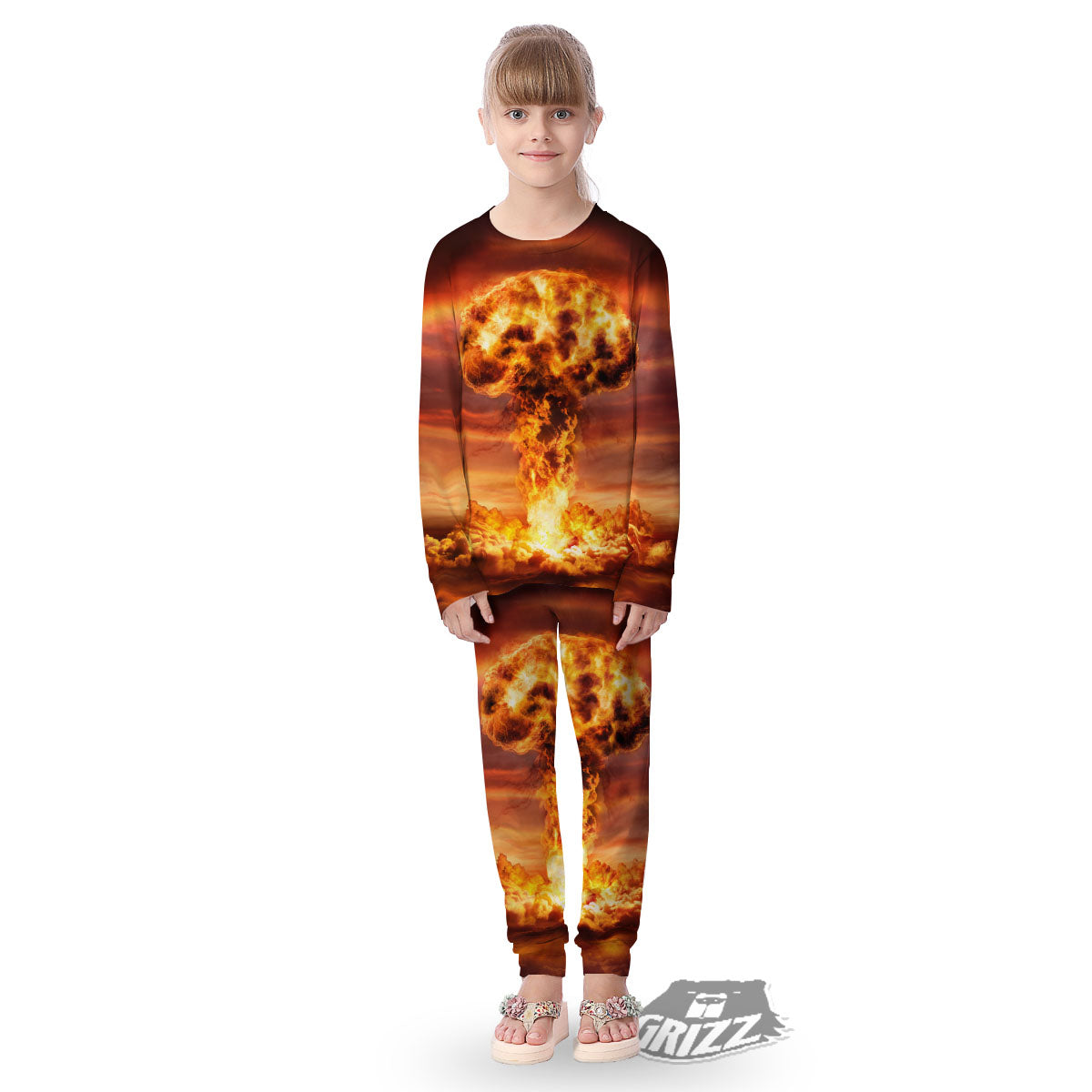 Nuclear Bomb Explosion Print Kid's Pajamas-grizzshop