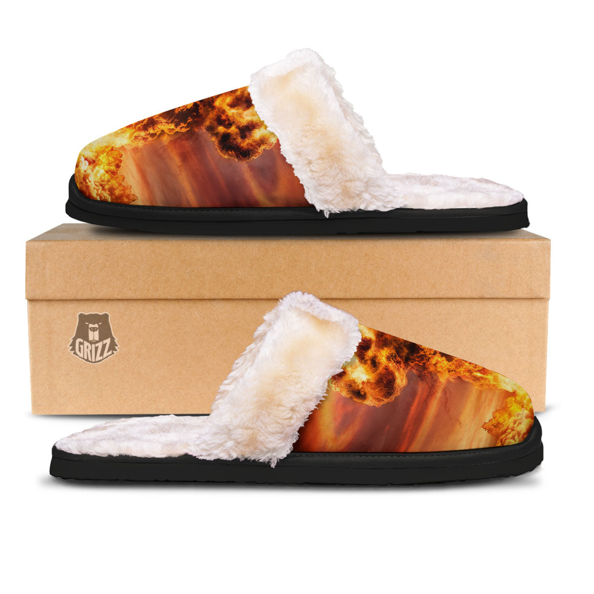 Nuclear Bomb Explosion Print Slippers-grizzshop