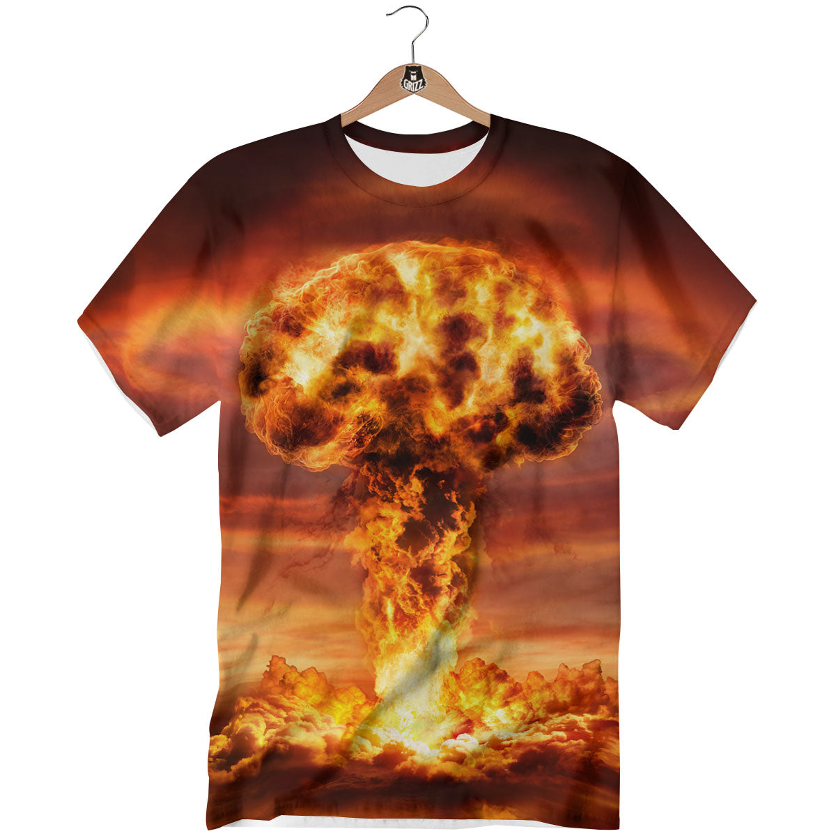 Nuclear Bomb Explosion Print T-Shirt-grizzshop