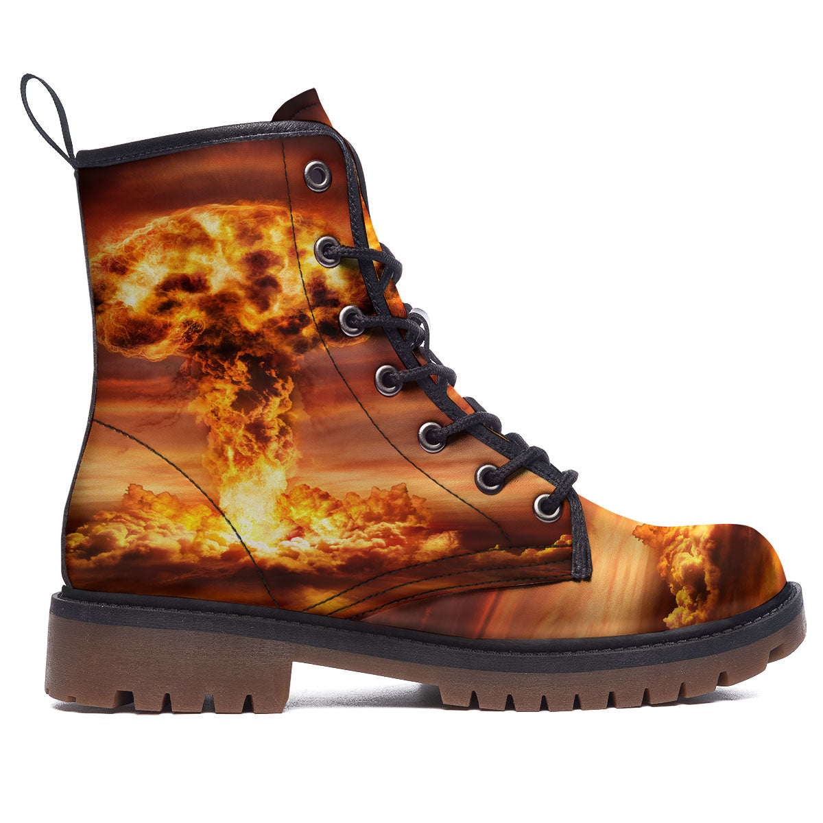 Nuclear Bomb Explosion Print Work Boots-grizzshop