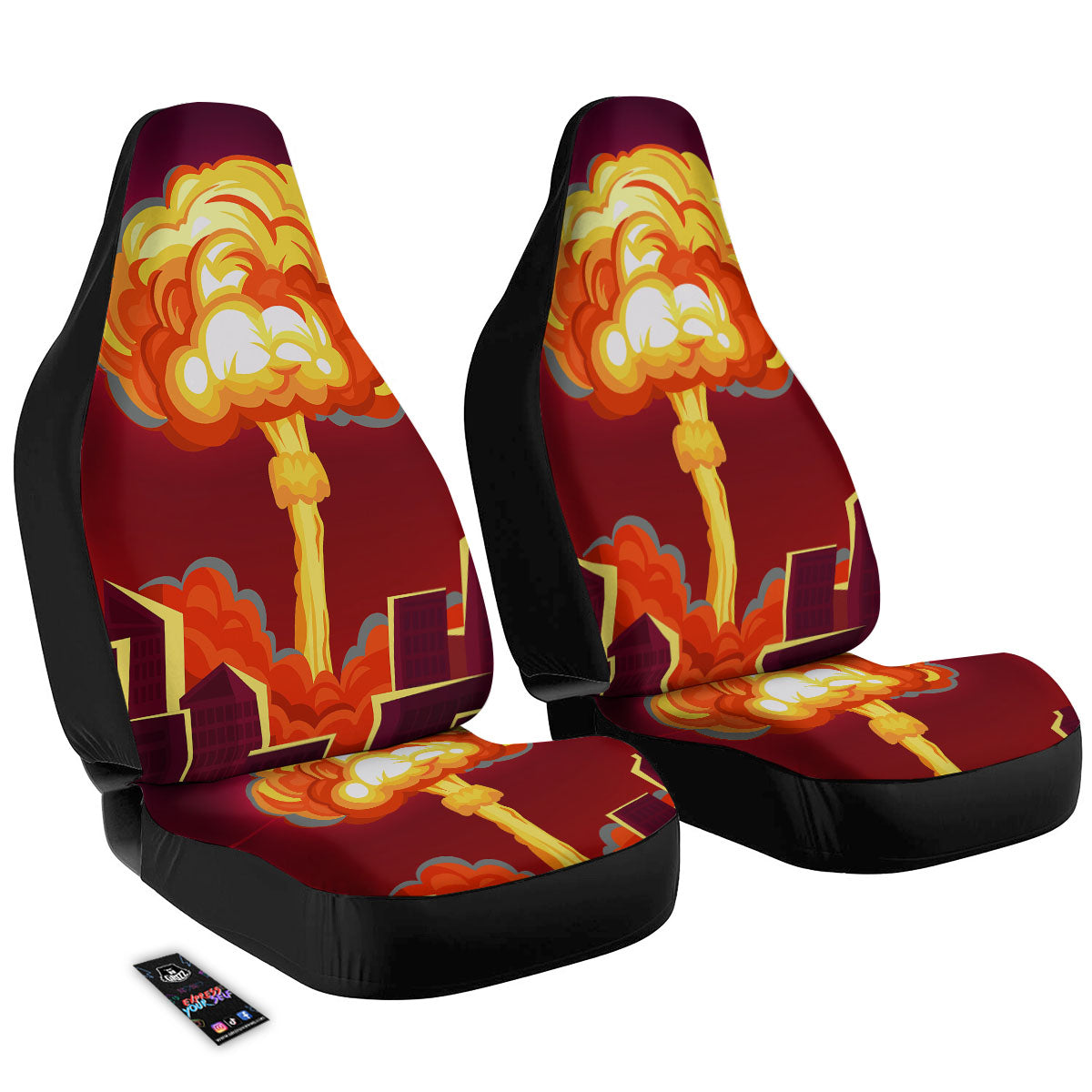 Nuclear Explosion In City Print Car Seat Covers-grizzshop