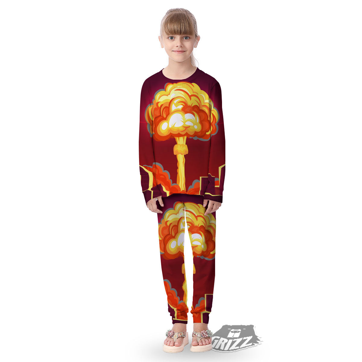 Nuclear Explosion In City Print Kid's Pajamas-grizzshop