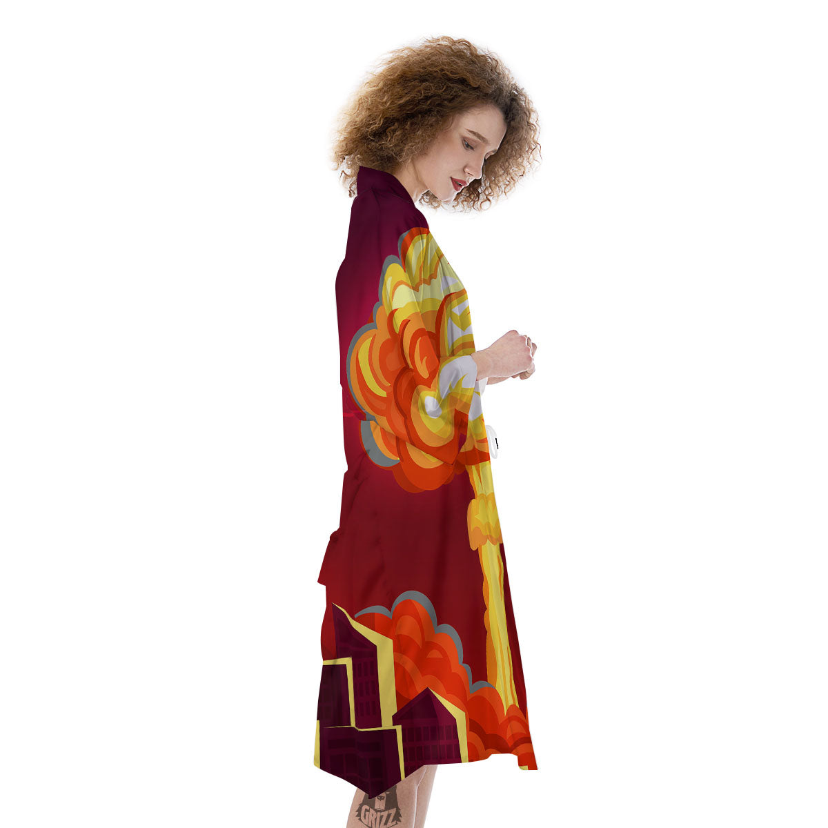 Nuclear Explosion In City Print Kimono-grizzshop