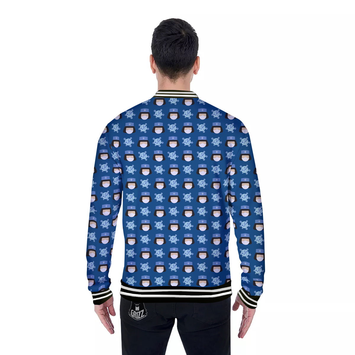Nurse Cute Cartoon Print Pattern Baseball Jacket-grizzshop