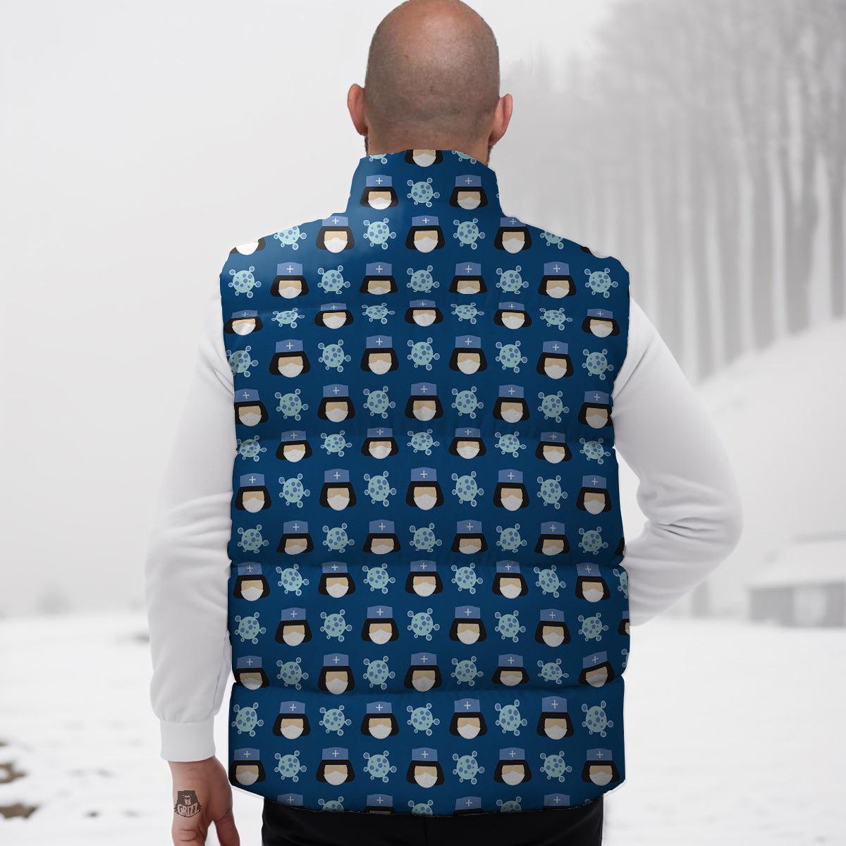 Nurse Cute Cartoon Print Pattern Down Vest