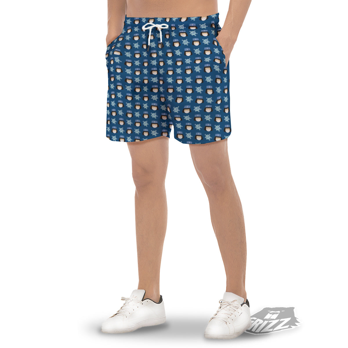Nurse Cute Cartoon Print Pattern Men's Gym Shorts-grizzshop