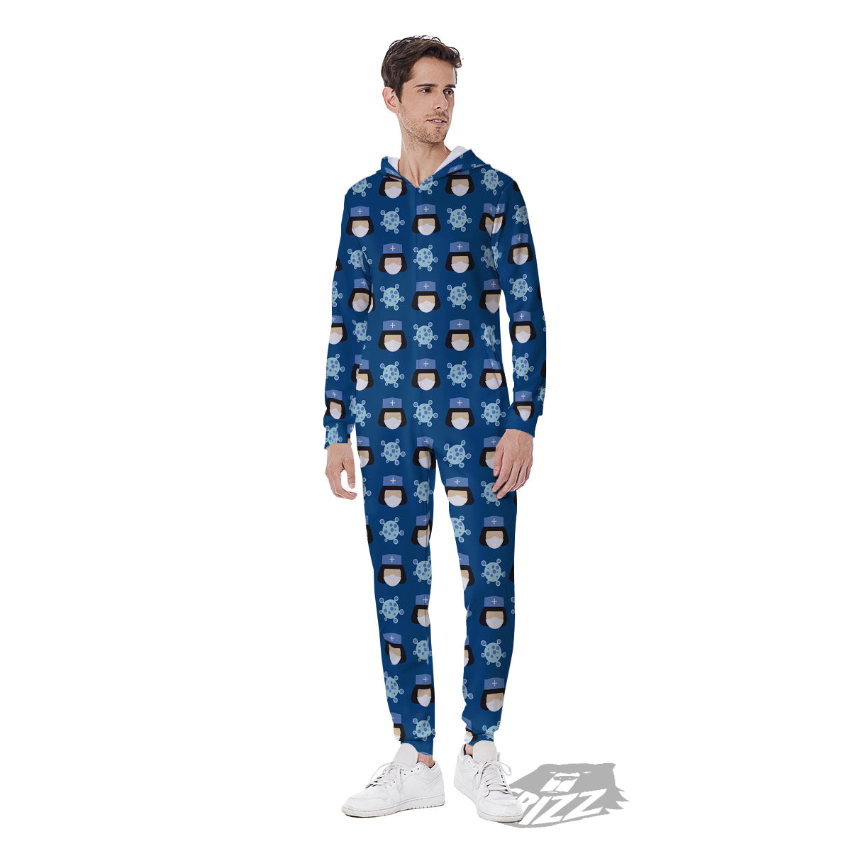 Nurse Cute Cartoon Print Pattern Men's Jumpsuit-grizzshop