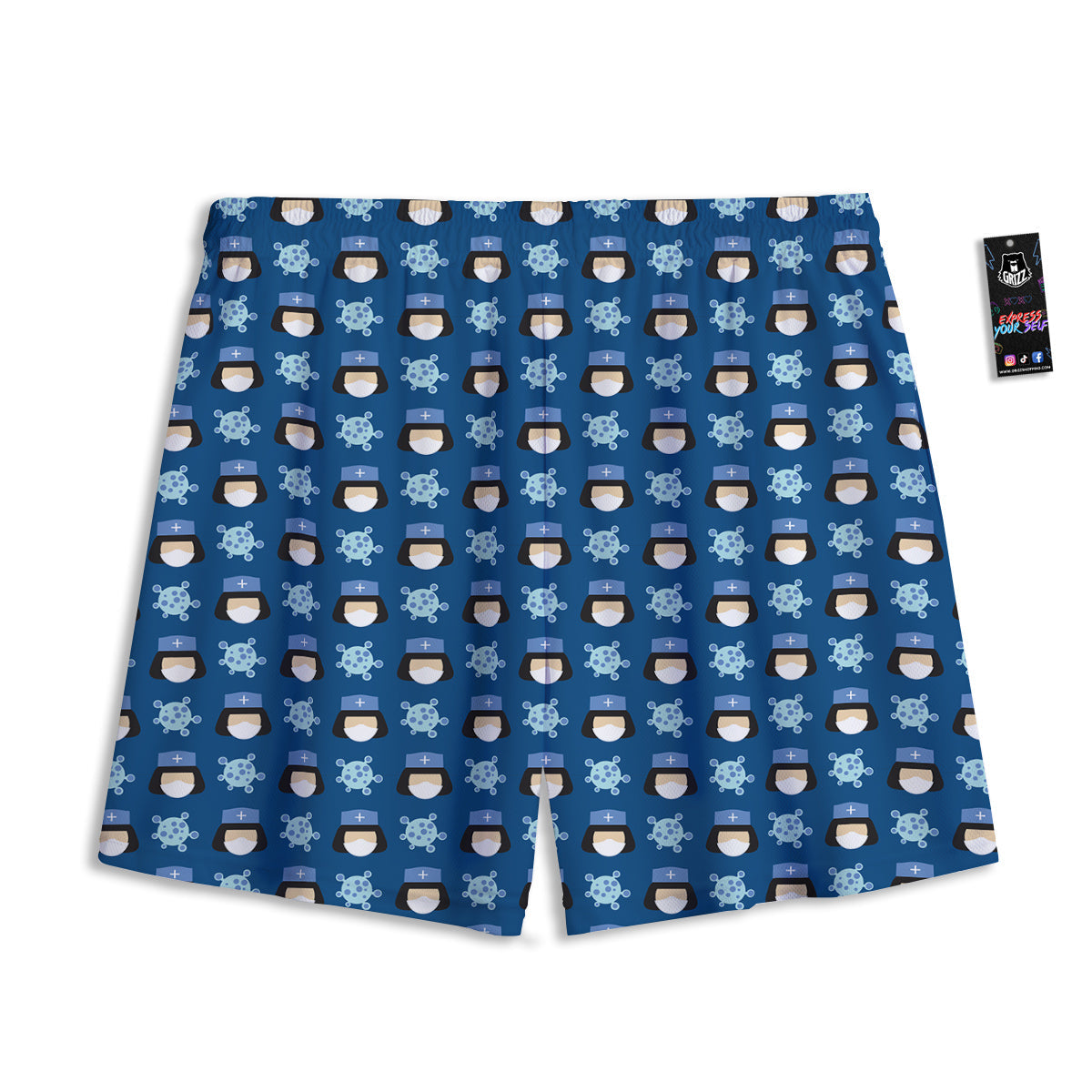 Nurse Cute Cartoon Print Pattern Mesh Shorts