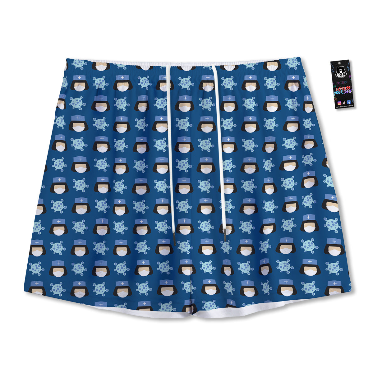 Nurse Cute Cartoon Print Pattern Mesh Shorts