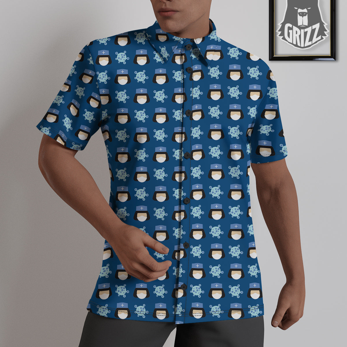Nurse Cute Cartoon Print Pattern Untucked Shirts-grizzshop