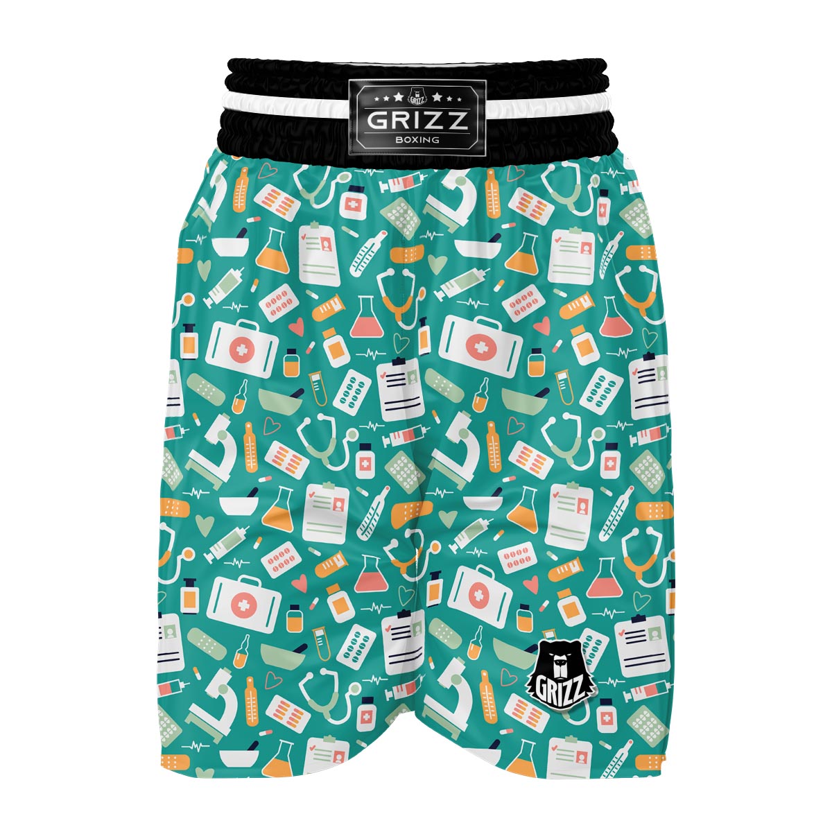 Nurse Pattern Print Boxing Shorts-grizzshop