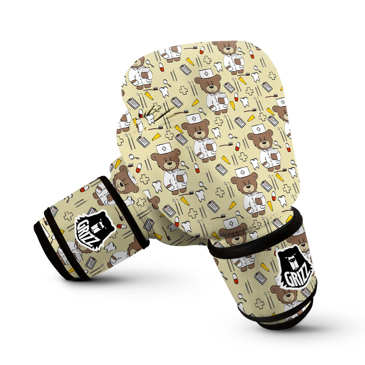 Nurse Teddy Bear Pattern Print Boxing Gloves-grizzshop