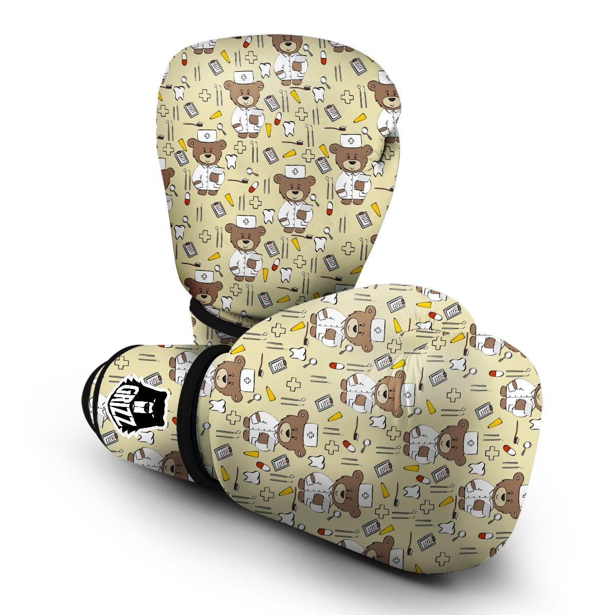 Nurse Teddy Bear Pattern Print Boxing Gloves-grizzshop